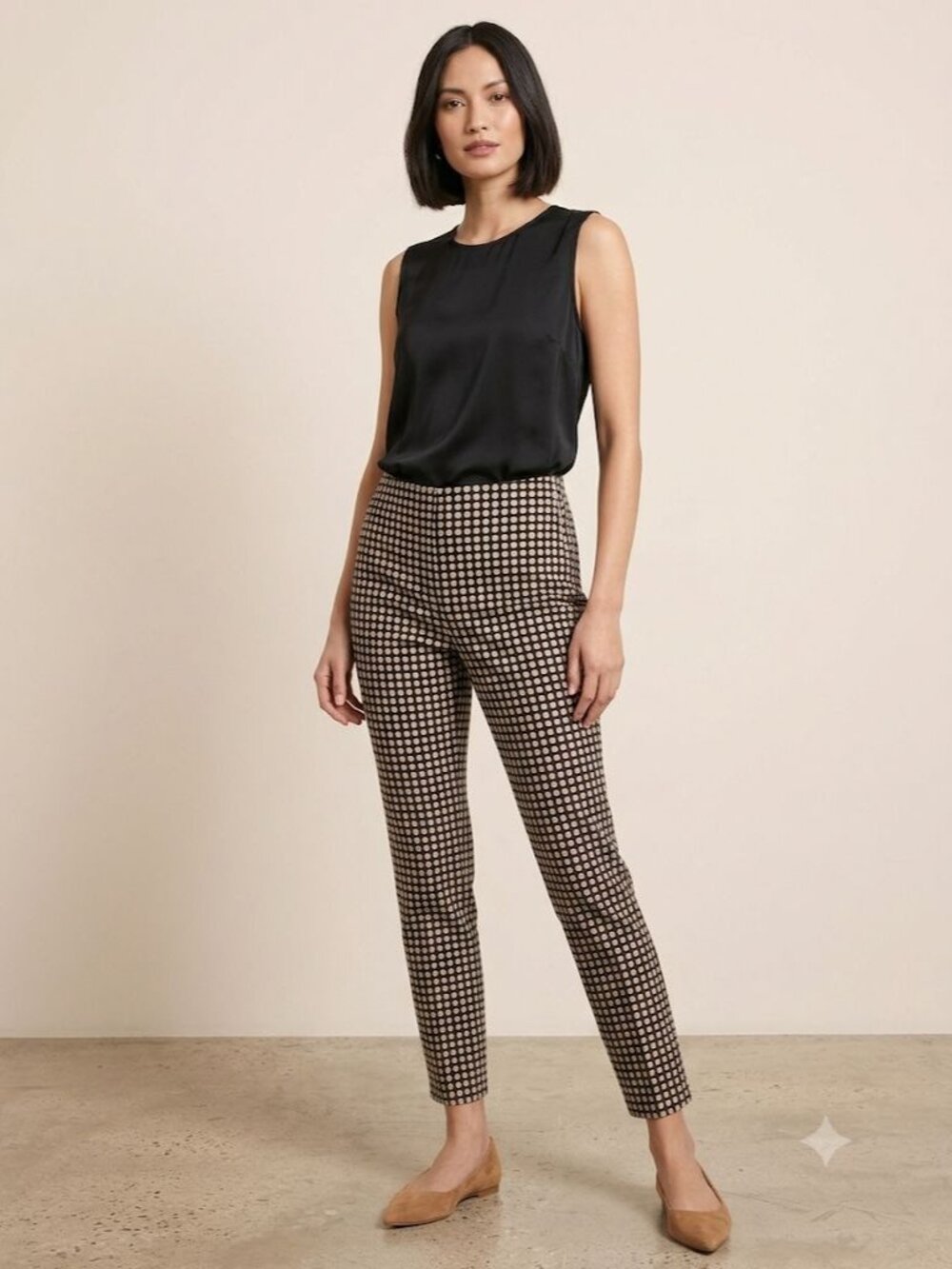 NWT Chico's Black Label Dotted Slim Ankle Pants Polka Dot Trouser Size 0